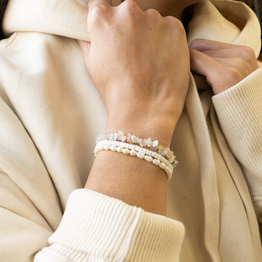 Morganit-Naturstein-Armband-Set